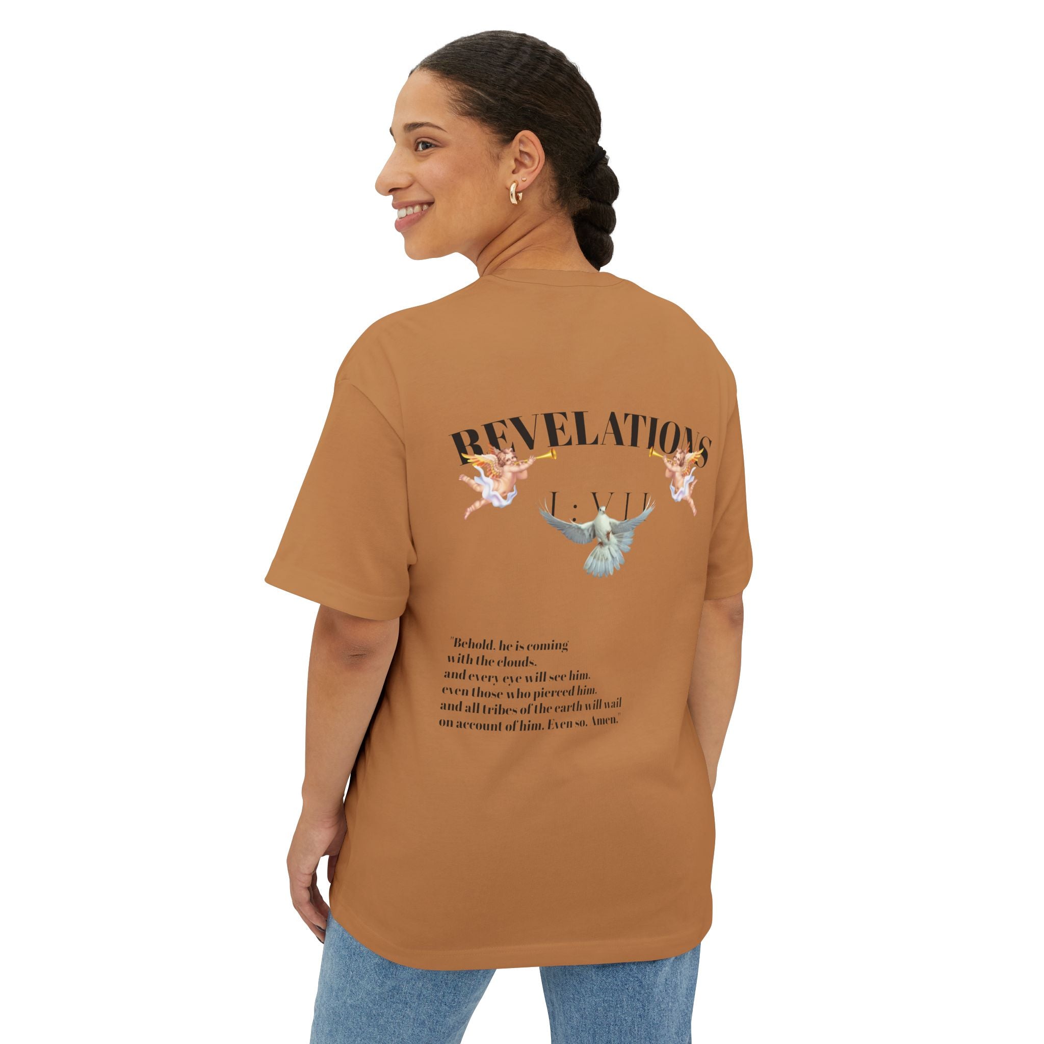 100% Cotton SAVEDBYSALVATION Unisex Oversized Boxy Tee with Inspirational Text, Casual T-Shirt, Graphic Tee, Comfortable Urban Wear,