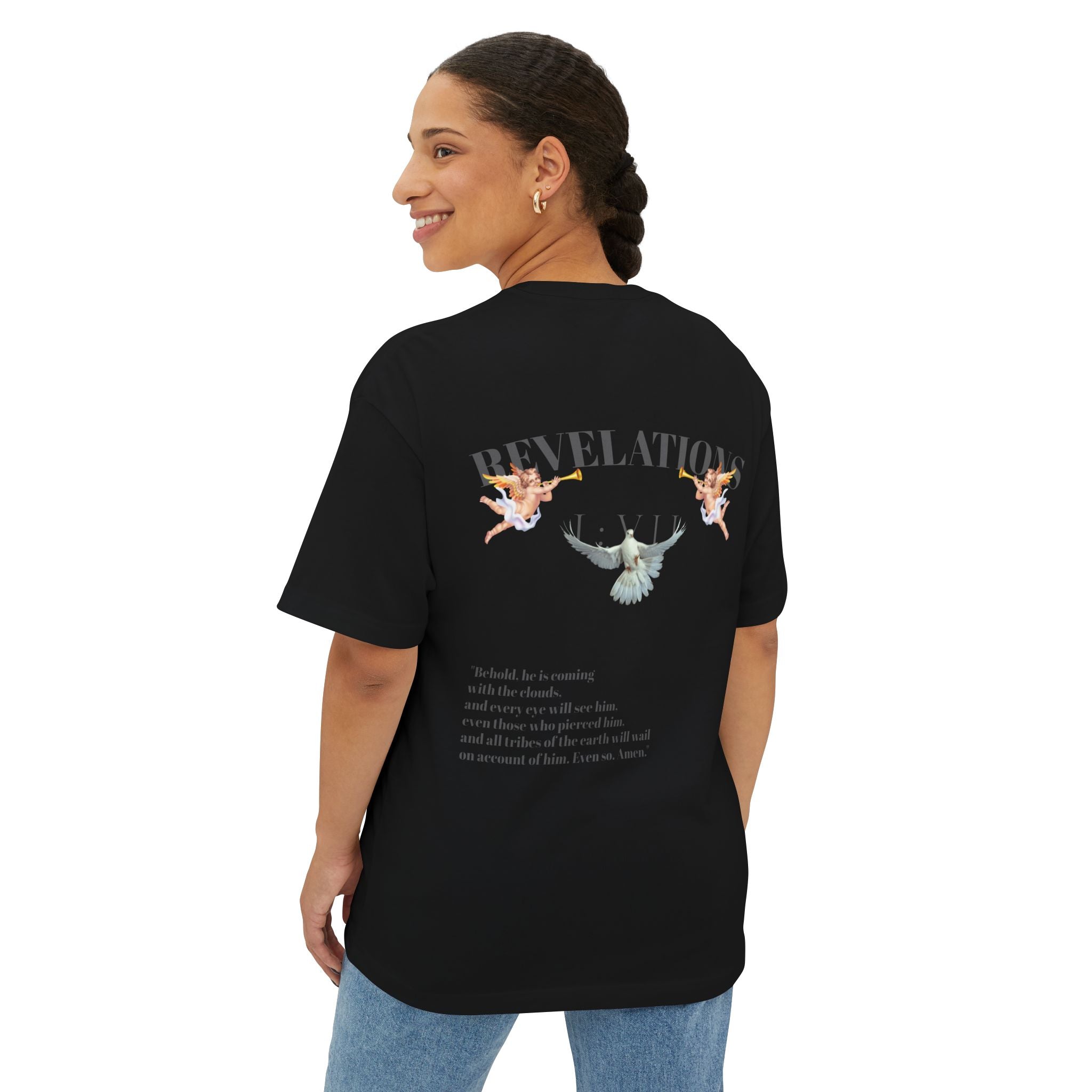 100% Cotton SAVEDBYSALVATION Unisex Oversized Boxy Tee with Inspirational Text, Casual T-Shirt, Graphic Tee, Comfortable Urban Wear,